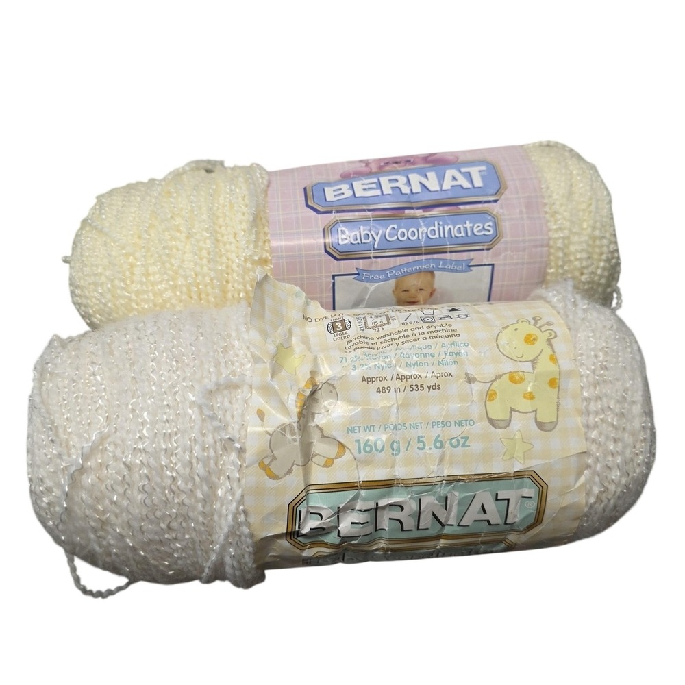 Bernat Baby Coordinates Yarn Lot 2 5.6oz Skeins Natural 3 DK Light Knit Crochet
